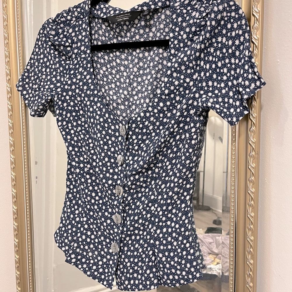 &other stories blue 90s style blouse